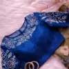 Glamour Unleashed: All-Over Pearl Embellished Blue Blouse