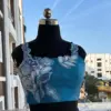 Grace in BlueSleeveless Pearl Work Designer Blouse for Party Glam