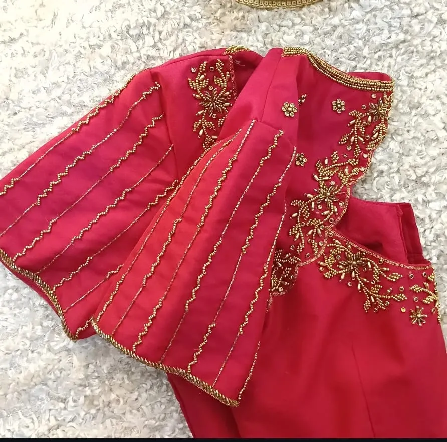 Grace in Every Thread Pink Designer Blouse with Classic Line Maggam Work