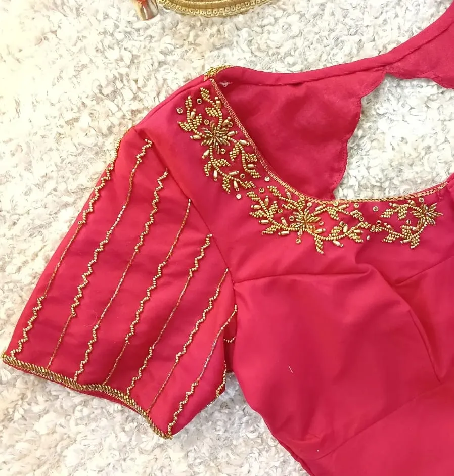Grace in Every Thread Pink Designer Blouse with Classic Line Maggam Work