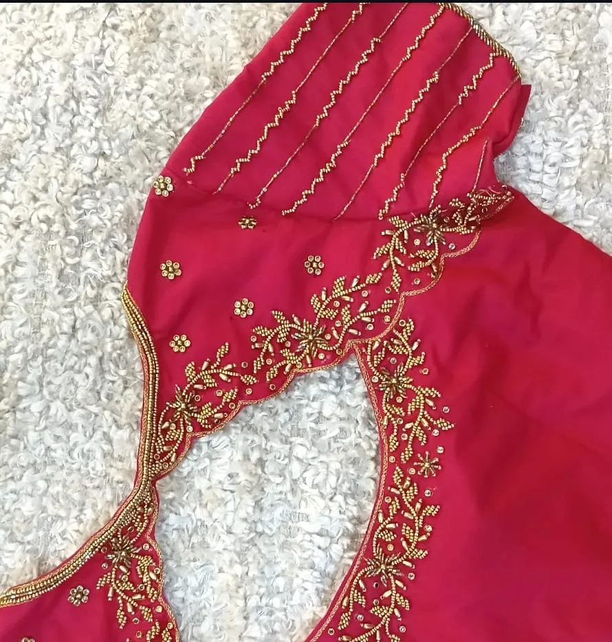 Grace in Every Thread Pink Designer Blouse with Classic Line Maggam Work