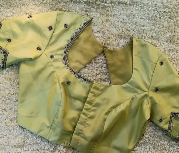 Graceful Pista Green Net Maggam Work Blouse Bridal Ready Charm