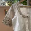 Half White Peacock Zardosi Maggam Work Blouse Regal Elegance in Every Stitch