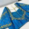 Luxury Zardosi Embroidered Blue Blouse A Designer Statement Piece