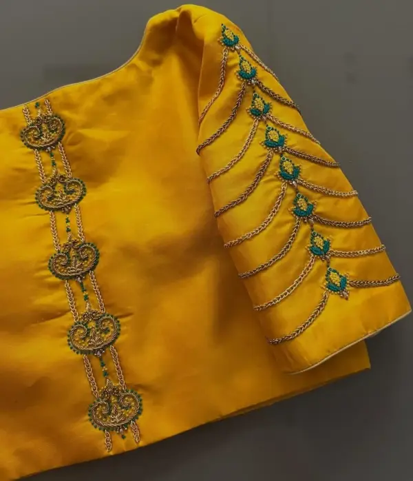 Mustard Yellow Full Sleeves Bridal Maggam Work Blouse Royal Elegance for Weddings Online