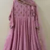 Onion Pink Bridal Long Frock Elegant Designer Wedding Wear Gown for Brides