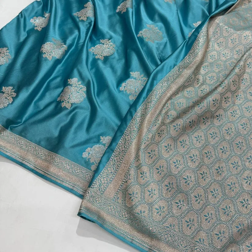 Premium Banarasee Musroo Silk Saree with Sona Roopa Weaving Flowy & Body Hugging Elegance