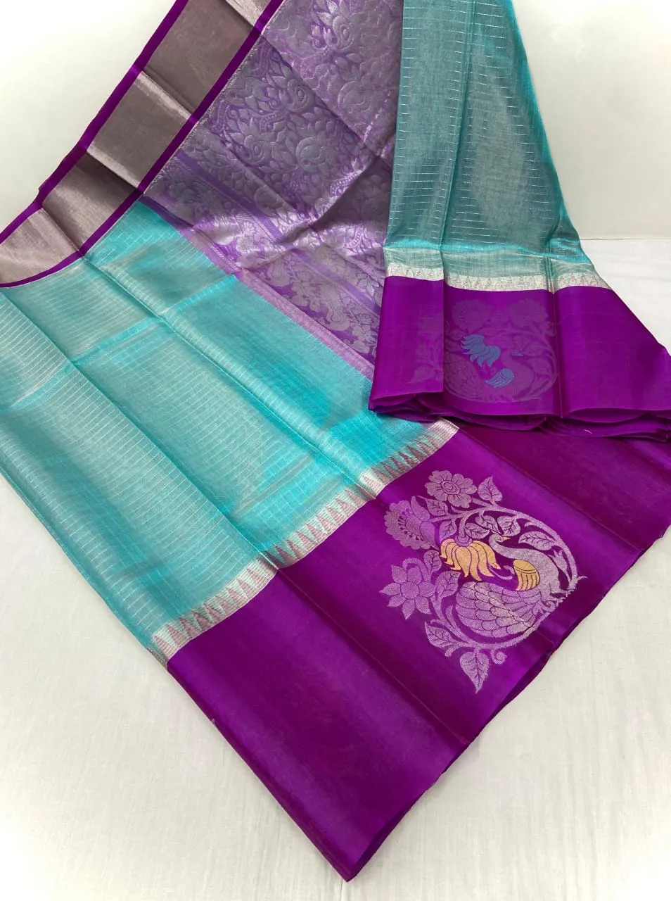 Premium Kuppadam Tissue Pattu Sarees Handloom Bridal Elegance with Contrast Brocade Blouse