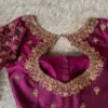 Purple Designer Maggam Work Blouse Timeless Craftsmanship & Elegance