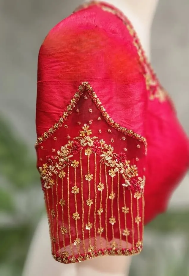 Red Net Zardosi Blouse Premium Bridal Elegance in Layers