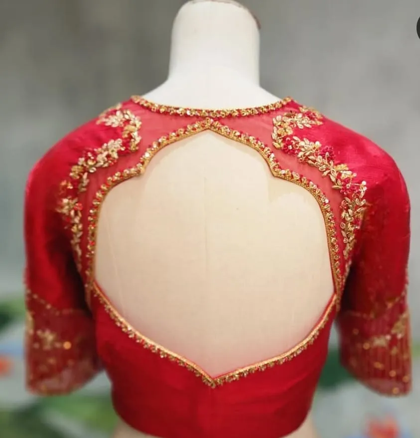 Red Net Zardosi Blouse Premium Bridal Elegance in Layers
