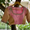 Royal Elegance Baby Pink Raw Silk Zardosi Designer Blouse for Bridal Glam