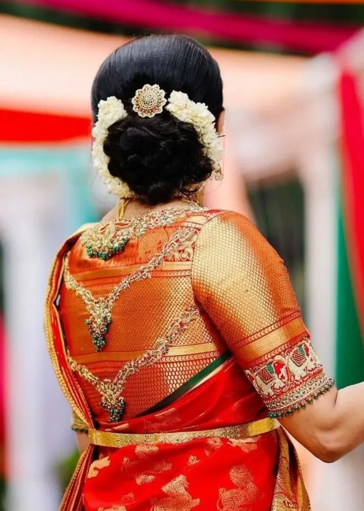 Royal Elephant Motif Layered Maggam Work Designer Blouse