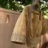 Royal Golden Madhubala Designer Maggam Work Blouse Timeless Elegance for Weddings