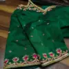 Royal Green Ethnic Blouse with Intricate Cutwork Maggam Detailing