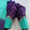 Royal Purple Double-Shade V-Neck Maggam Work Blouse Elegant Fusion for Wedding Glam