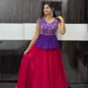 Royal Purple Peplum Lehenga with Flared Skirt & Intricate Maggam Work