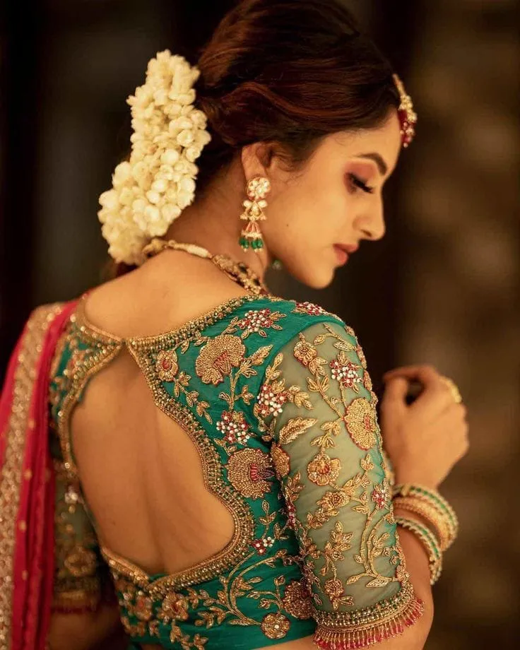 Royal Radiance Green Net Designer Bridal Wedding Blouse