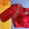 Royal Red Bridal Net Maggam Work Blouse Custom Raw Silk Designer Elegance