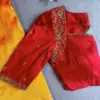 Royal Red Bridal Net Maggam Work Blouse Custom Raw Silk Designer Elegance