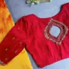 Royal Red Bridal Net Maggam Work Blouse Custom Raw Silk Designer Elegance