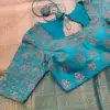 Sky Blue Bridal Maggam Work Blouse Stone Embellished Designer Wear for Muhurtham Sarees