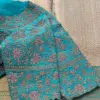 Sky Blue Bridal Maggam Work Blouse Stone Embellished Designer Wear for Muhurtham Sarees