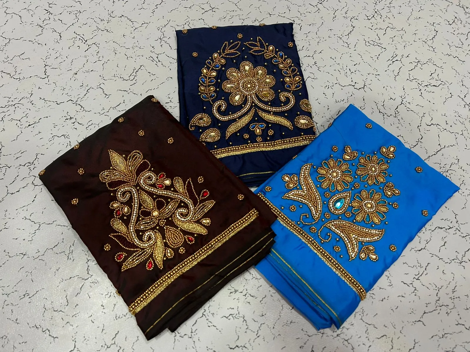 Sparkle in Style Navy Blue Designer Beads Blouse at Best Price!