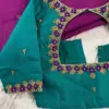 Stunning Rama Blue Bridal Maggam Work Blouse Royal Zardosi Design for Pattu Sarees