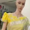 Sunshine Elegance Yellow Raw Silk Boat Neck Maggam Work Blouse