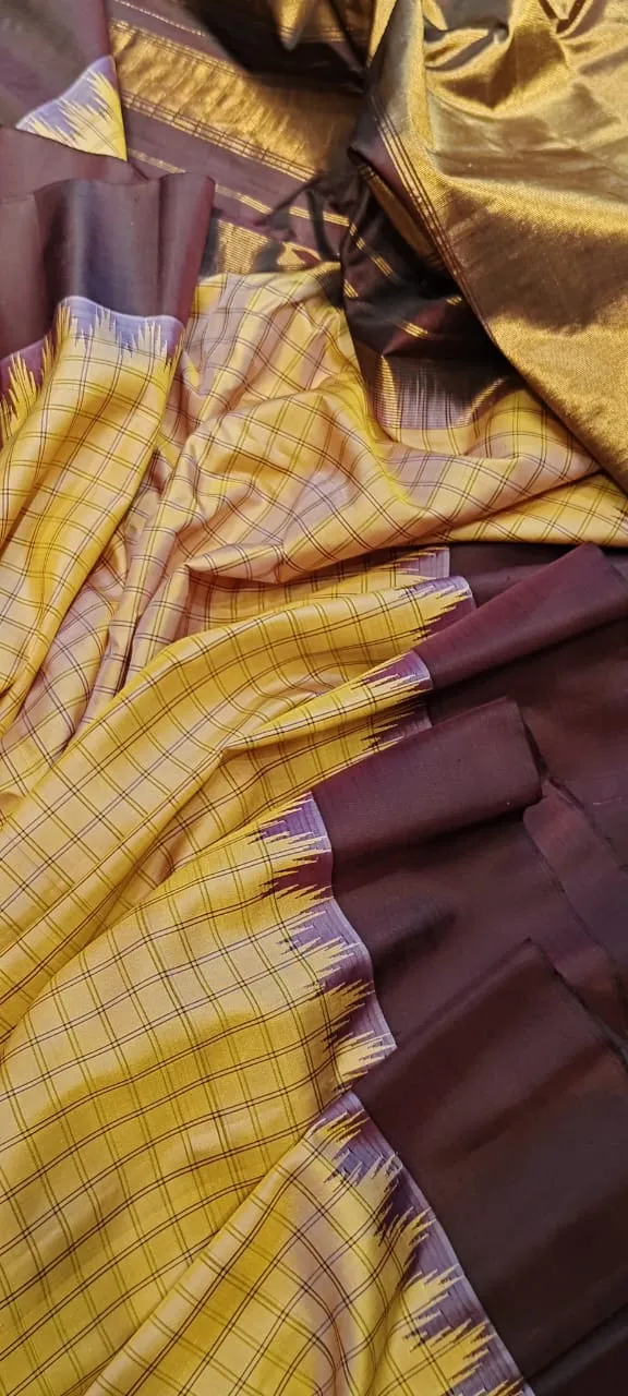 Timeless Elegance Pure Gadwal Silk Saree with Rich Zari Border – Royal Heritage Weave