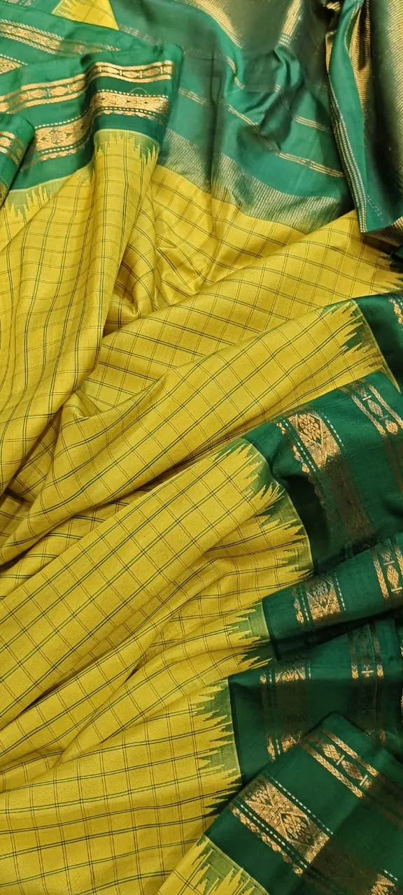 Timeless Elegance Pure Gadwal Silk Saree with Rich Zari Border – Royal Heritage Weave