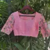 Trendy Boat Neck Baby Pink Blouse Minimalist & Stylish