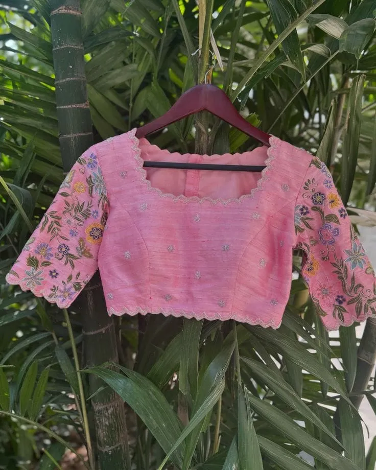 Trendy Boat Neck Baby Pink Blouse Minimalist & Stylish