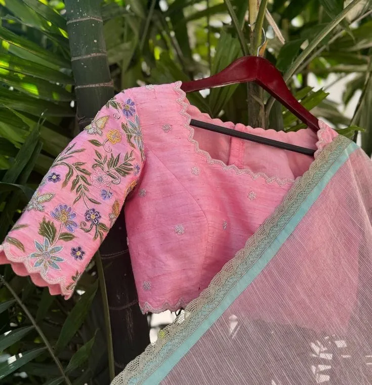 Trendy Boat Neck Baby Pink Blouse Minimalist & Stylish