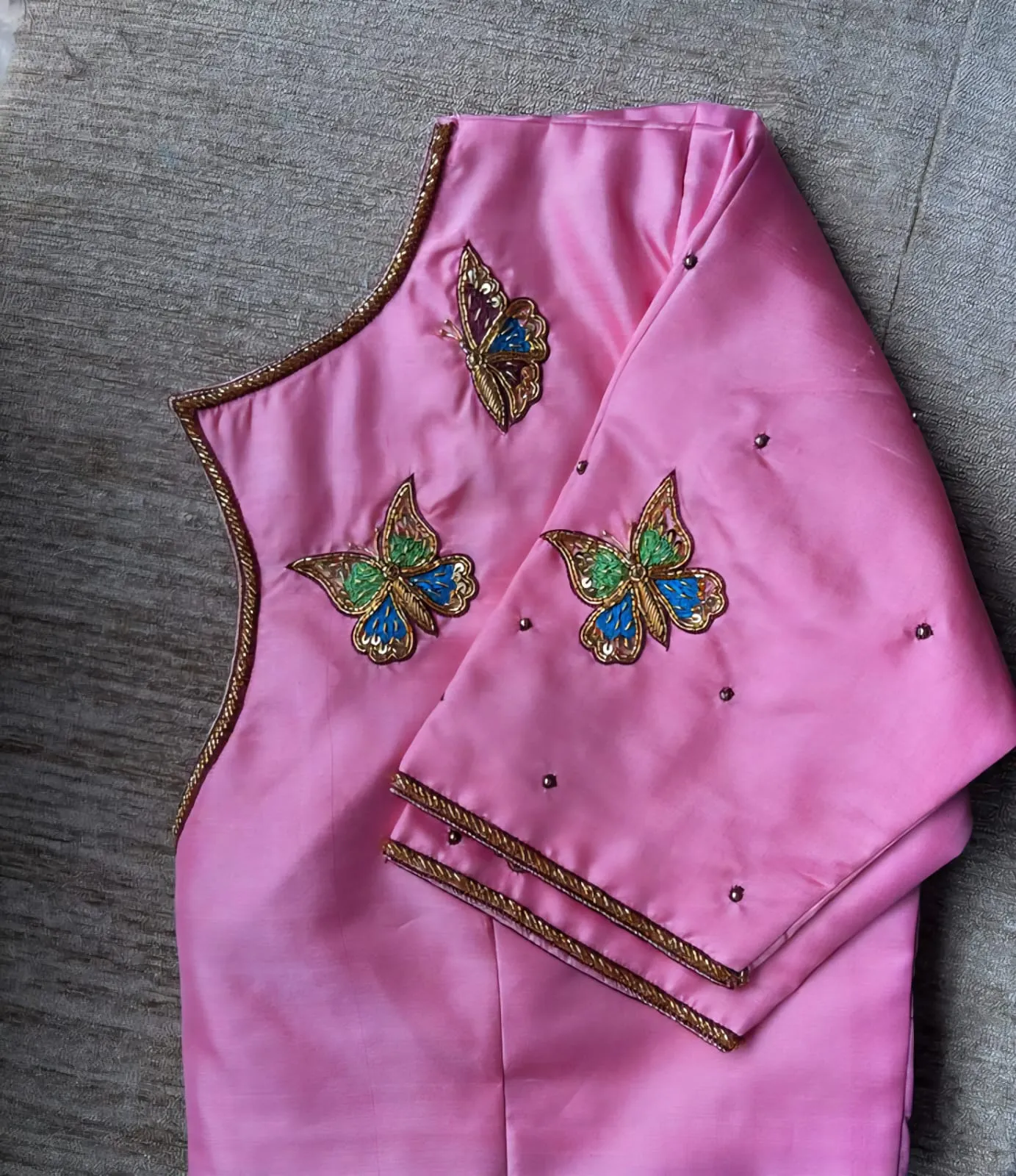 Chic Pink Butterfly Maggam Work Blouse Latest Designer Bridal Wear for Weddings & Parties