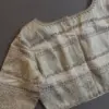 Cream Bridal Maggam Work Blouse with Intricate Lines Design