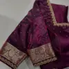 Dark Maroon High Neck Maggam Cutwork Blouse Designer Bridal Blouse for Weddings