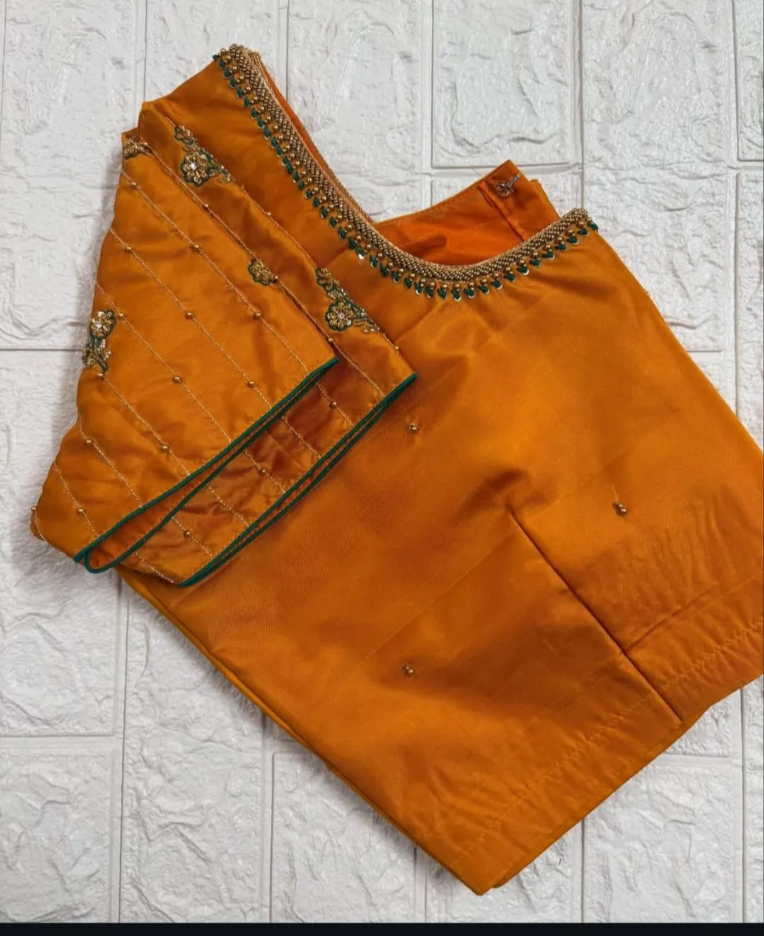 Designer Mustard Yellow Blouse with Elegant Maggam Embroidery