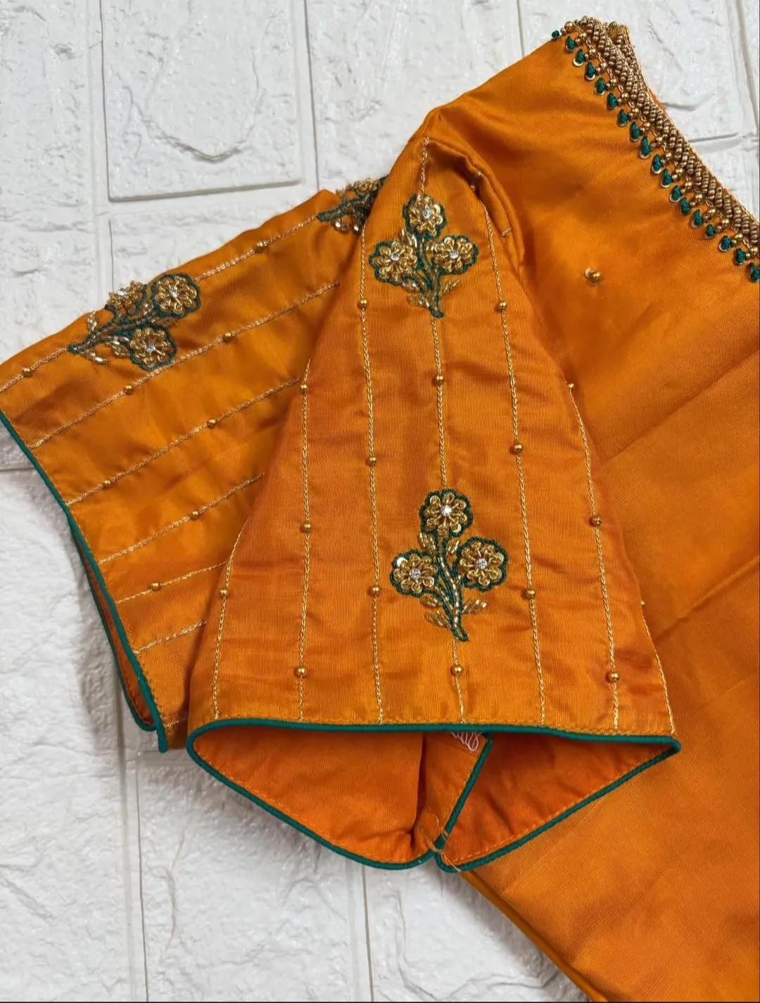 Designer Mustard Yellow Blouse with Elegant Maggam Embroidery