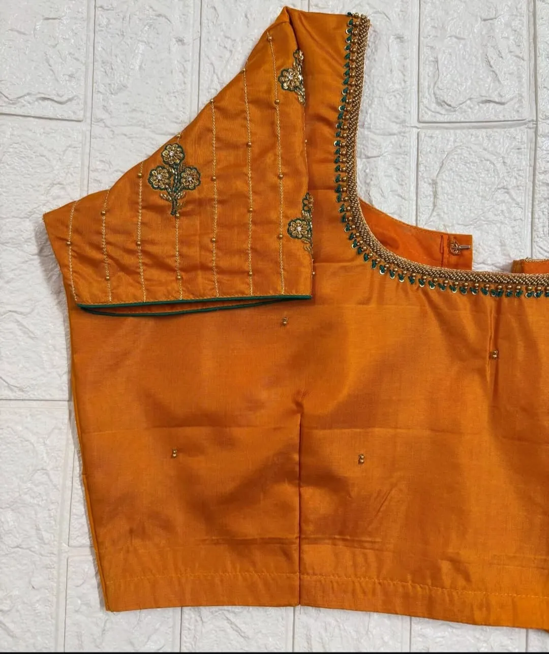 Designer Mustard Yellow Blouse with Elegant Maggam Embroidery