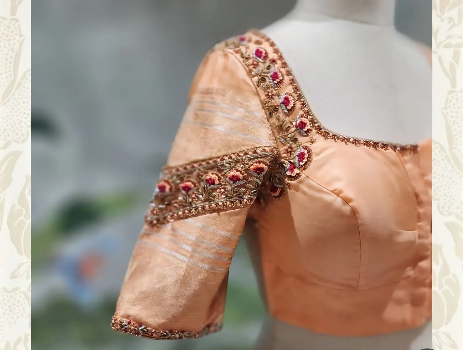 Designer Peach Wedding Blouse Perfect for Brides & Bridesmaids