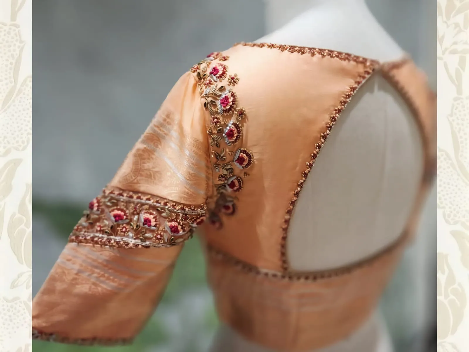 Designer Peach Wedding Blouse Perfect for Brides & Bridesmaids