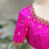 Designer Pink Maggam Blouse with Intricate French Knot Embroidery