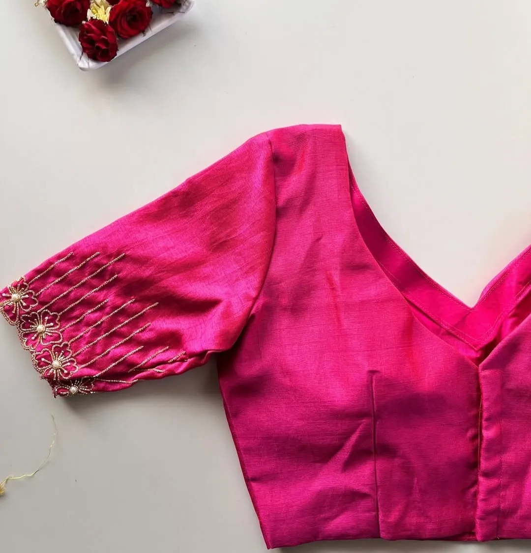 Designer Rani Pink Bridal Blouse with Maggam Work Regal Ethnic Look