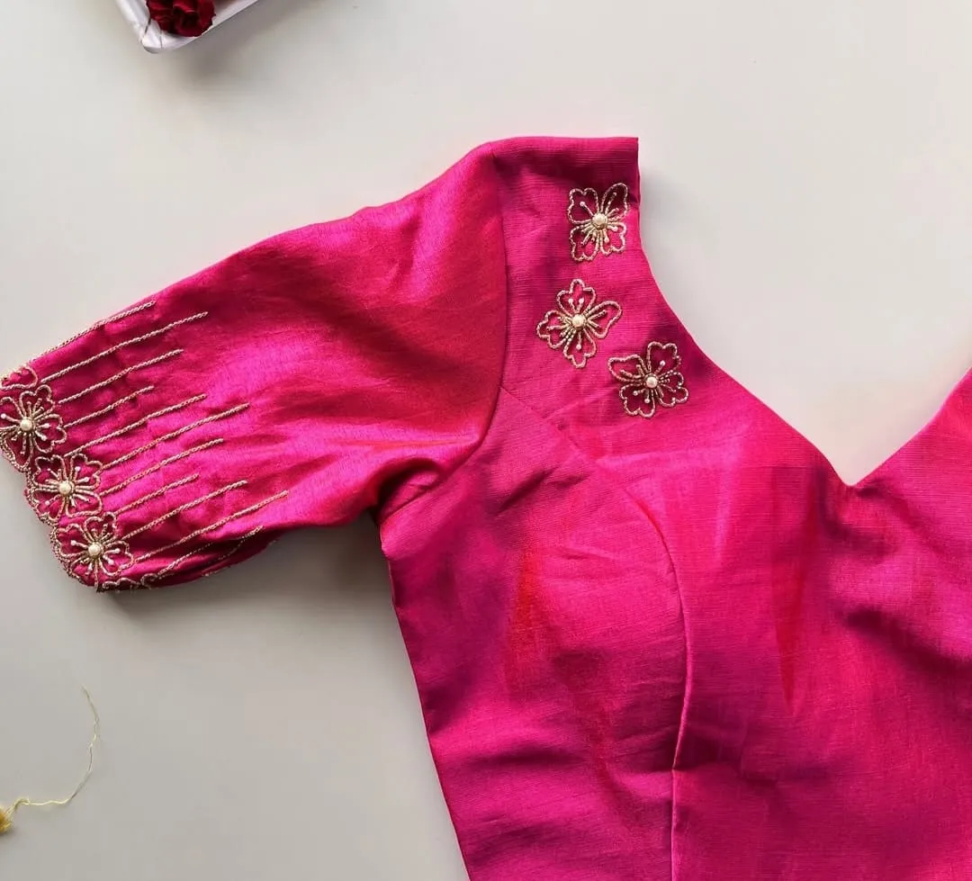 Designer Rani Pink Bridal Blouse with Maggam Work Regal Ethnic Look