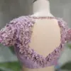 Elegant Lavender Maggam Blouse with 3D Flower Embellishments