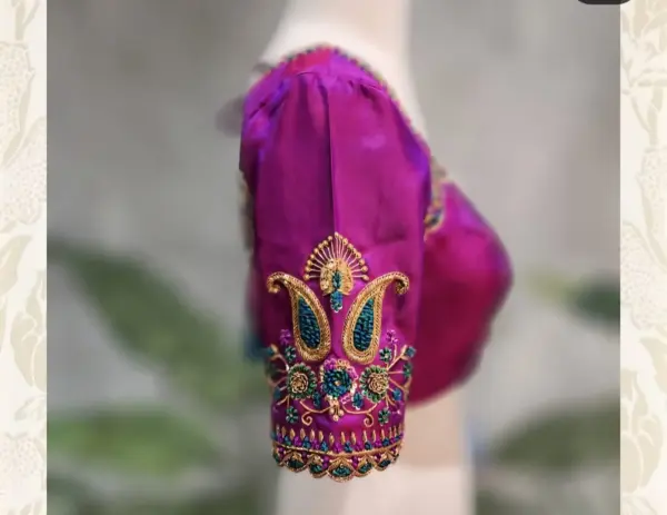 Elegant Pink Maggam Embroidery Blouse with Ethnic Threadwork