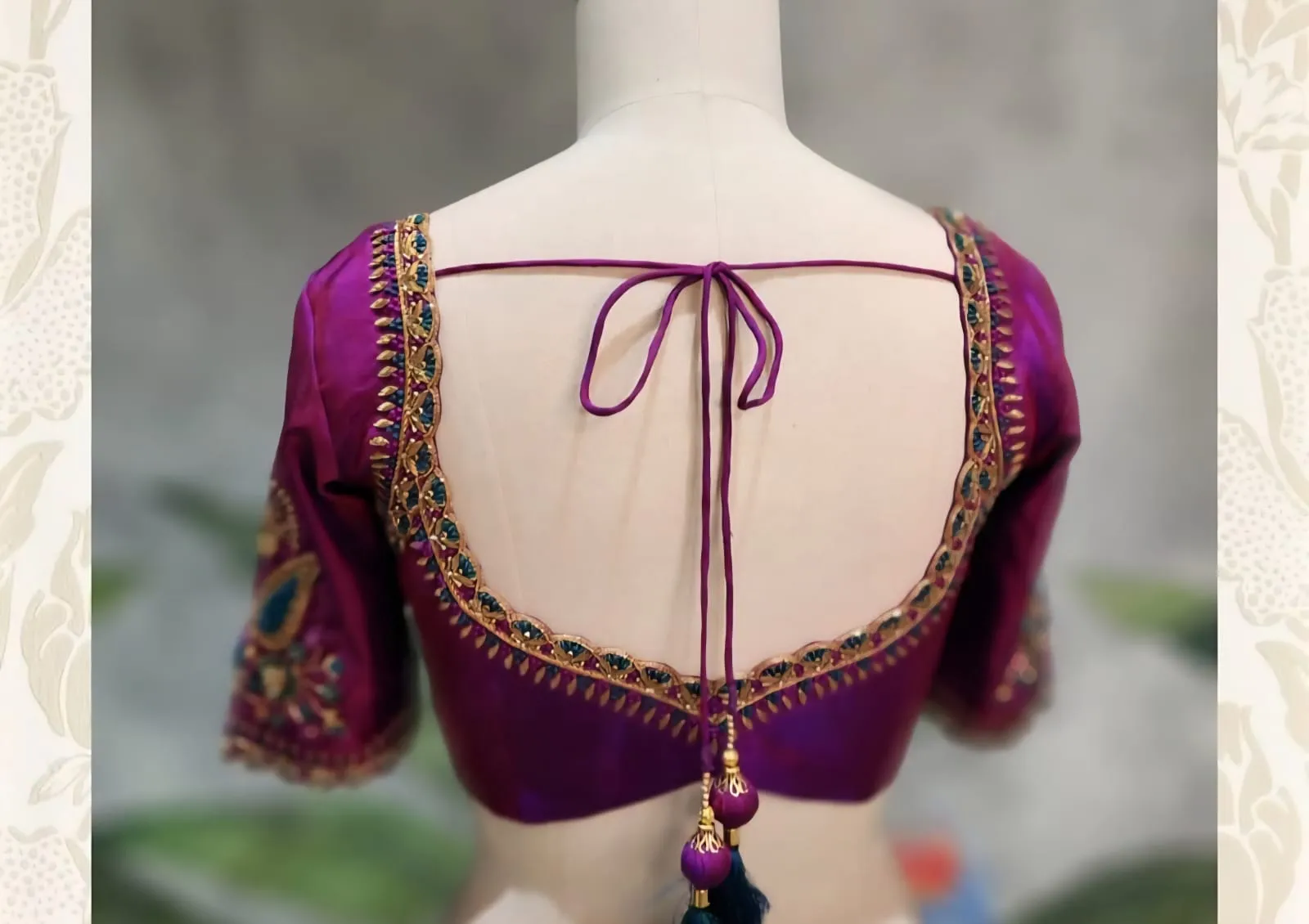 Elegant Pink Maggam Embroidery Blouse with Ethnic Threadwork