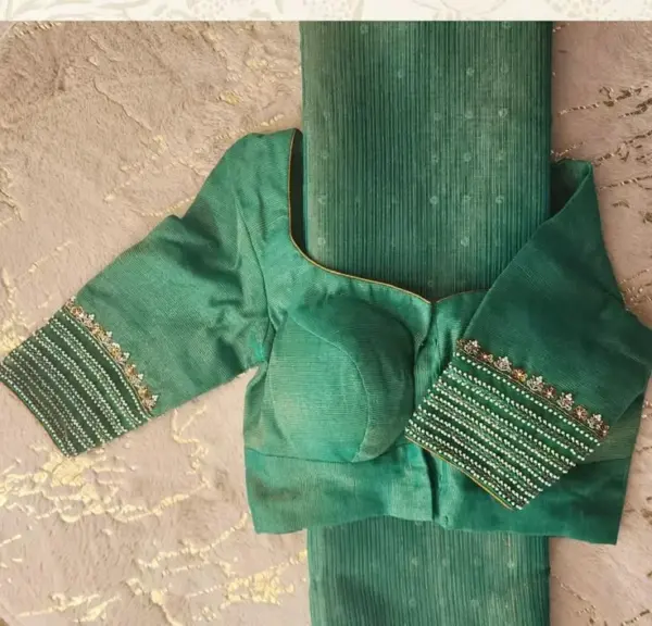 Exclusive Pastel Green Maggam Work Blouse Trending Wedding Fashion